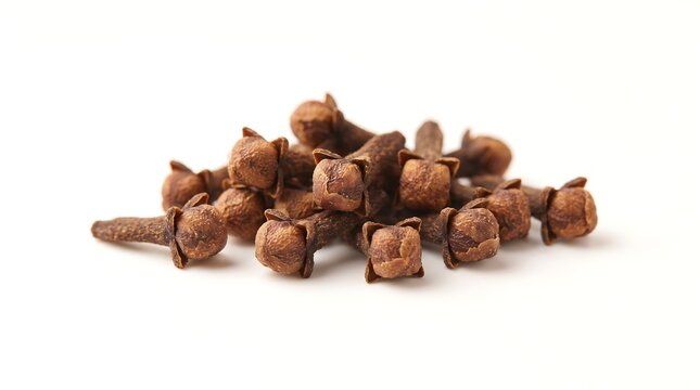 Dried whole cloves spice on transparent background for culinary photography