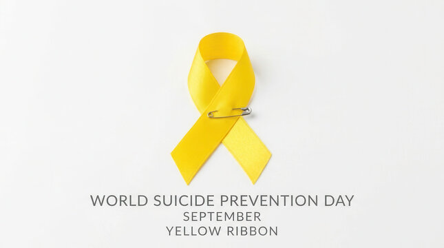 Yellow Ribbon Symbolizing World Suicide Prevention Day Awareness
