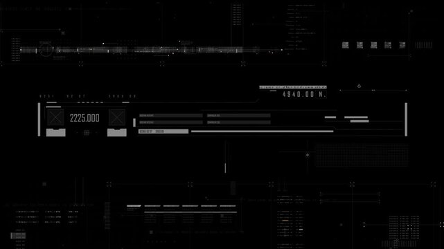 Abstract digital interface with glowing white and blue elements Circle hud gadgets. Animated gadgets with hud elements 01