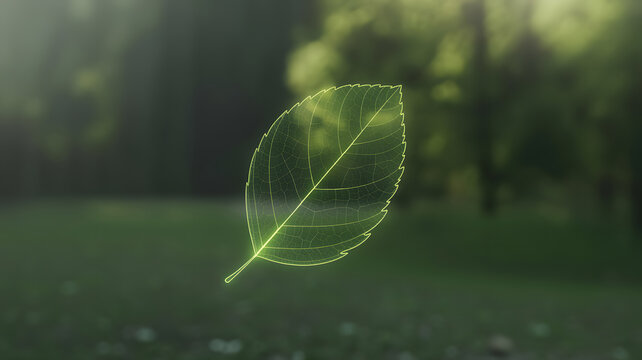 Single leaf floating in a serene forest