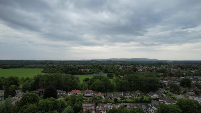 Aerial View of Preston City Docks and Port of Lancashire, Northern England, United Kingdom. Drone's Camera From Medium High Altitude on June 13th, 2025.