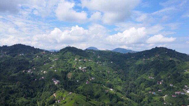 Aerial footage of the villages of Rize province in Turkey.