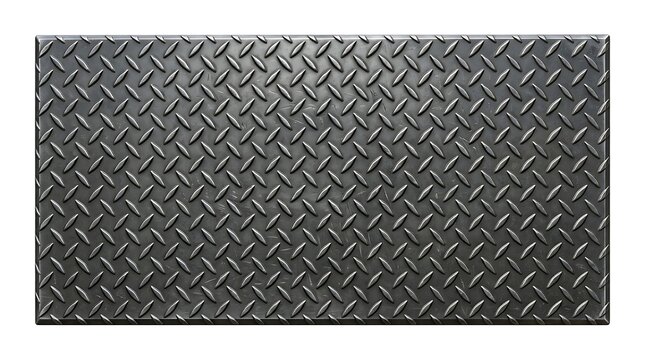 Industrial metal diamond plate texture with raised treads isolated on white background