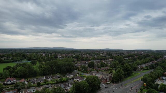 Aerial View of Preston City Docks and Port of Lancashire, Northern England, United Kingdom. Drone's Camera From Medium High Altitude on June 13th, 2025.