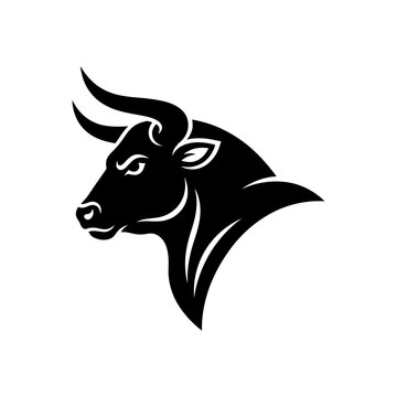 Powerful bull head silhouette symbol strength and determination