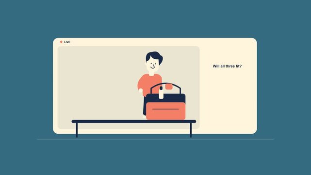 Live Stream Luggage Demo Answering Viewer Question Animation