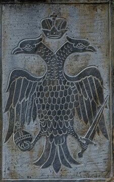 Byzantine double-headed eagle on a stone bas-relief