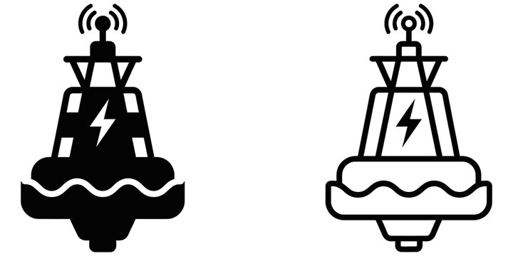 Marine buoy signal icon on alpha grid for ocean safety navigation art.