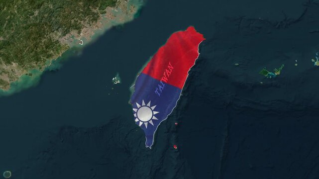 Taiwan Map Animation - East Asia Geographic Map Highlighting Taiwan Island and Taiwan Strait - Regional Location, Island Boundaries - Maritime Geography and Geopolitical Map Visualization