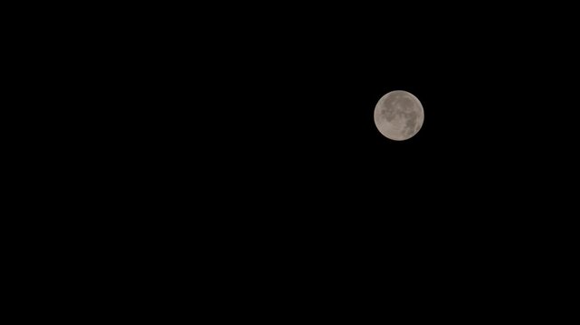 Full Moon Glowing in Dark Pitch Black Night Sky