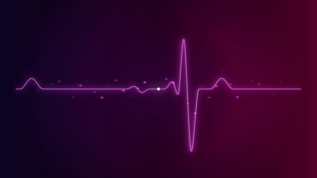 Neon pulse heartbeat ekg telemetry waveform with glowing magenta paths across a dark futuristic widescreen background for seamless motion graphics