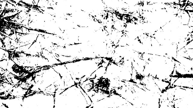 High-contrast black cracked marble-style texture overlay, isolated on transparent PNG background. Ideal for adding grunge or crack effects to designs.