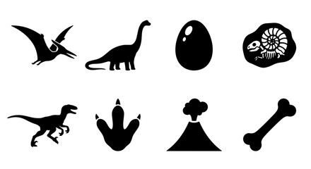 Dinosaur Icons Set: Prehistoric Vector Graphics for Paleontology and Kids' Designs © Riyad