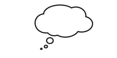Fototapeta premium A crisp outline of a thinking cloud bubble isolated on transparent background. Use this graphic element for creative design and communication concepts.
