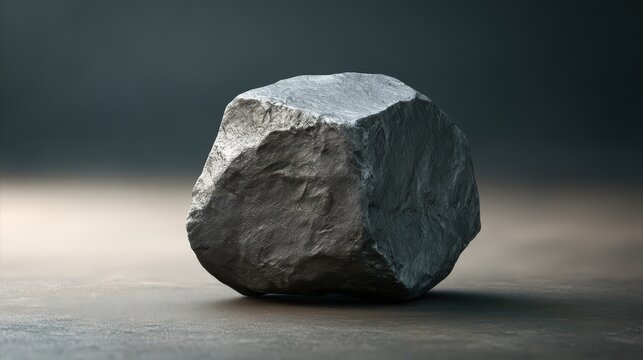 Rough Gray Metal Rock Faceted Studio Shadow Detail
