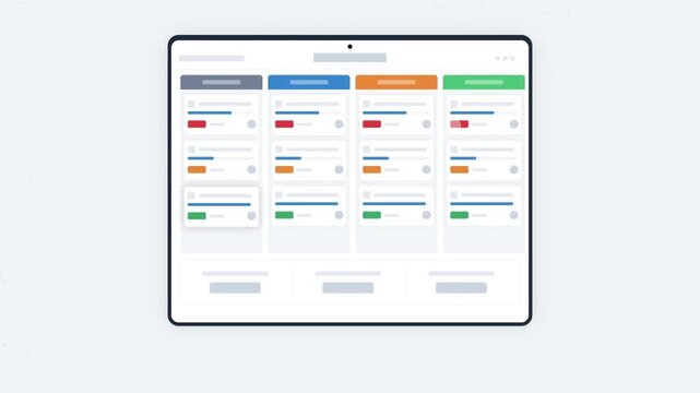 Professional Digital Kanban Board Illustration for Business Task Management and Productive Workflow Automation Dashboard