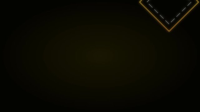Abstract neon glowing geometric diamond frame animation on dark 4k background