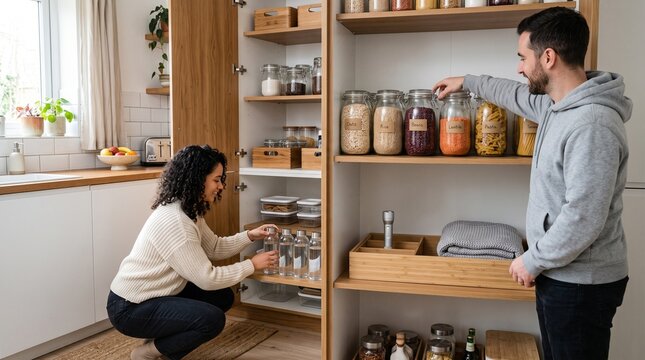 Housemates stock a calm apartment emergency pantry