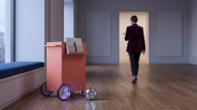 A disco library cart waits after the celebration