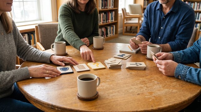 Adults compare impersonation clues with tactile scenario cards