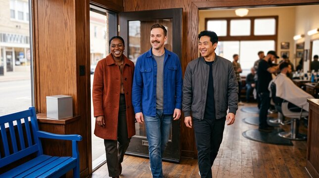 Friends arrive for a neighborhood grooming fundraiser