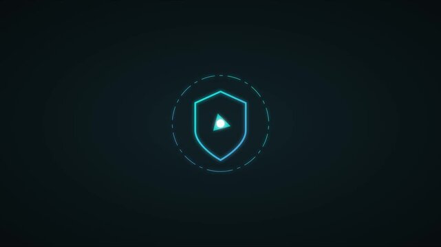 Digital cyber security shield animation with rotating directional arrow for data protection and network privacy concepts 4k