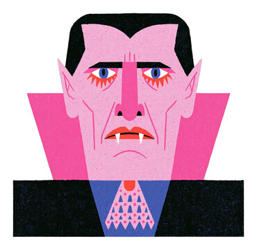PNG Abstract vampire illustration with geometric shapes.