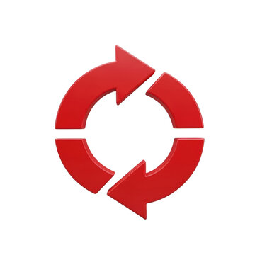 Red recycling arrows symbol circle loop eco sustainability concept 3D render isolated