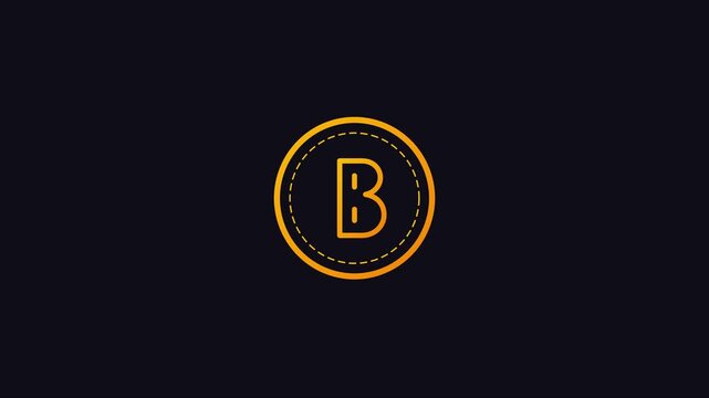 Golden letter b animation inside circular badge on dark 4k background