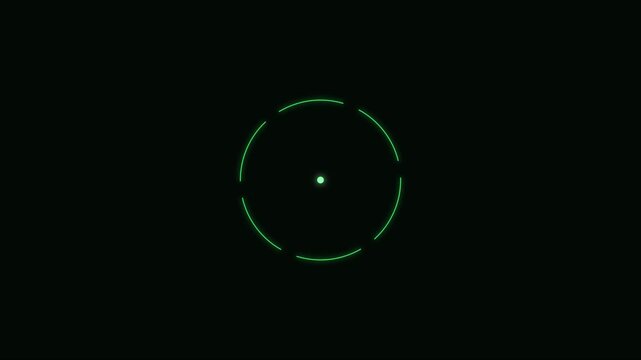 Green digital hud loading circle animation, futuristic circular interface for technology and ui 4k