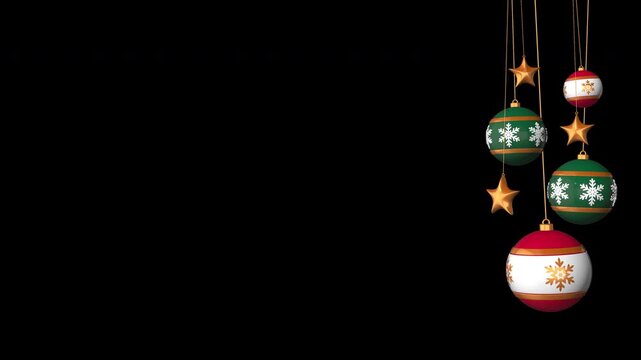 Shiny green and red Christmas ball floating loop with isolated background