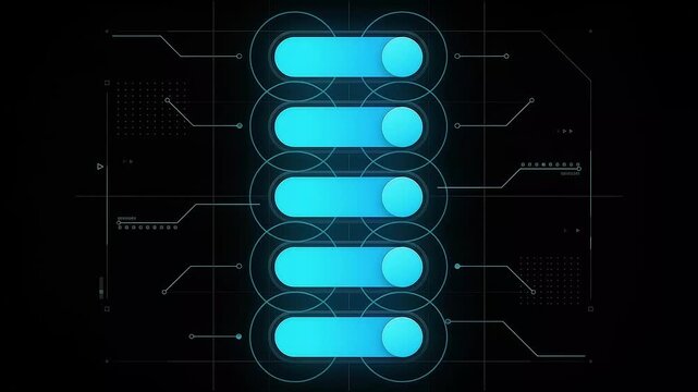 Abstract toggle switches turning on and off in digital interface