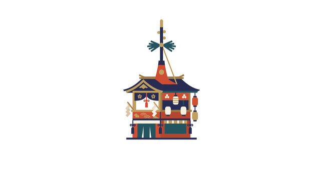 Traditional Japanese Matsuri festival float with red roof