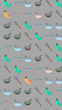Cooking Utensils and Ingredients Pattern