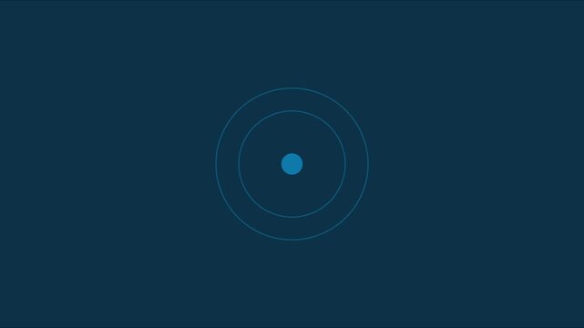 Minimalist digital atom model animation with rotating electrons for science and technology concepts 4k