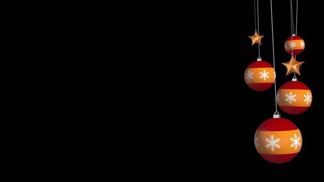 3D rendered red and gold christmas bauble reflection isolated animation