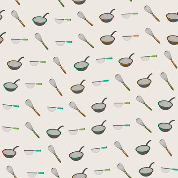 Seamless Pattern of Kitchen Utensils