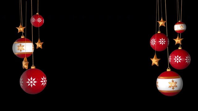 Elegant red christmas ball hanging loop on transparent background