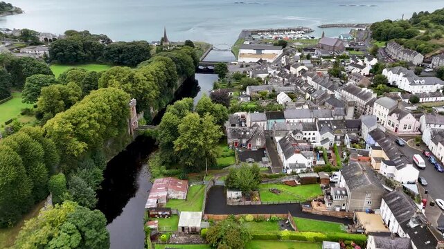 Aerial view of Glenarm in County Antrim, Northern Ireland