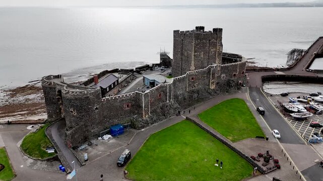 Aerial view of Carrickfergus Castle in Northern Ireland