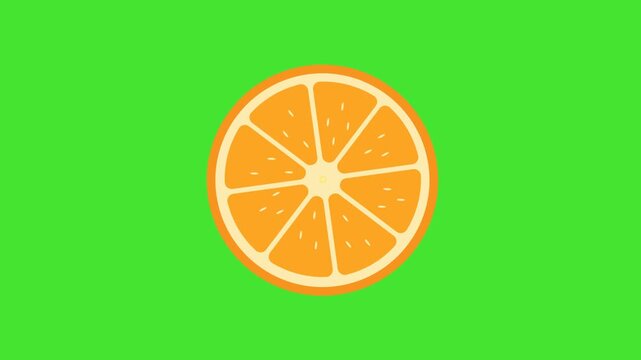 Animation Slice Orange Fruit Rotate on Green Screen