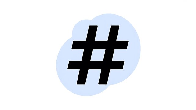 Black hashtag symbol icon on a light blue shape