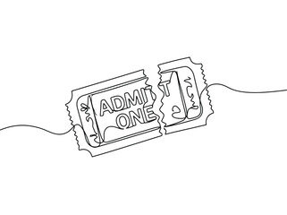 Obraz premium A torn admit one ticket with clean lines and a minimalist aesthetic on a white background