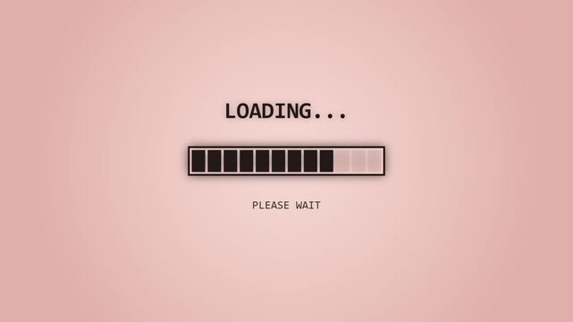Retro pixel loading progress bar animation with pink neon lights