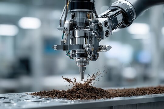 Industrial Robotic Arm Laser Sintering 3D Printing with Metal Powder in Factory