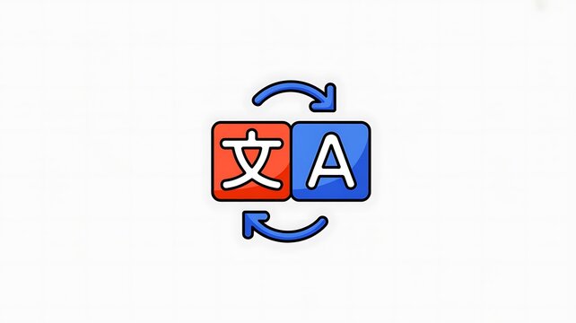 Language translation icon with letters and rotation arrows