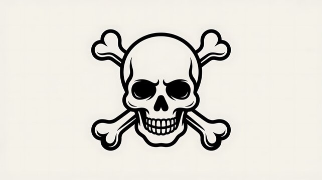 Black and white human skull with crossbones icon