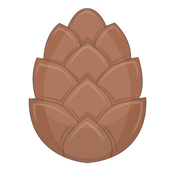 Pine Cone Vector Icon Flat Illustration, Autumn Winter Nature Clipart