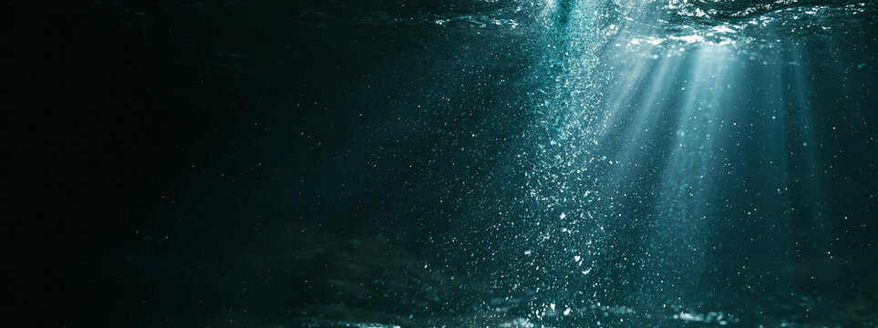 An underwater sunrays in Turquoise color