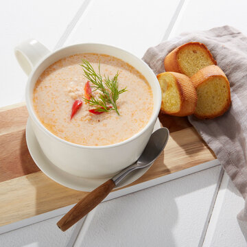Lobster bisque and bread